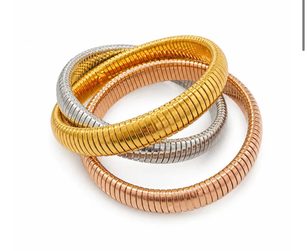 Trinity Metallic Coil Bangle Set