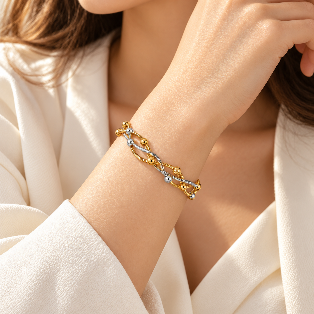 Duet Two-Tone Beaded Bracelet