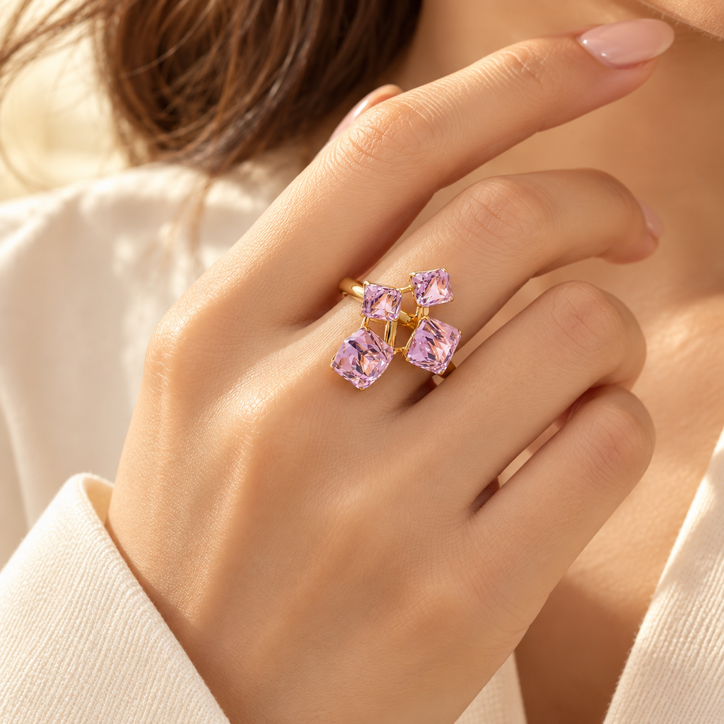 Quartet Crystal Ring – Pink