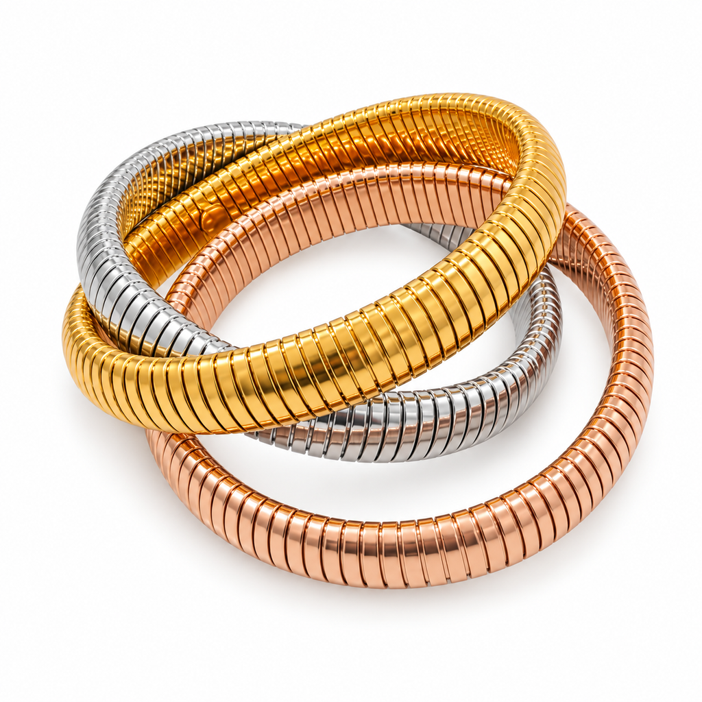 Trinity Metallic Coil Bangle Set