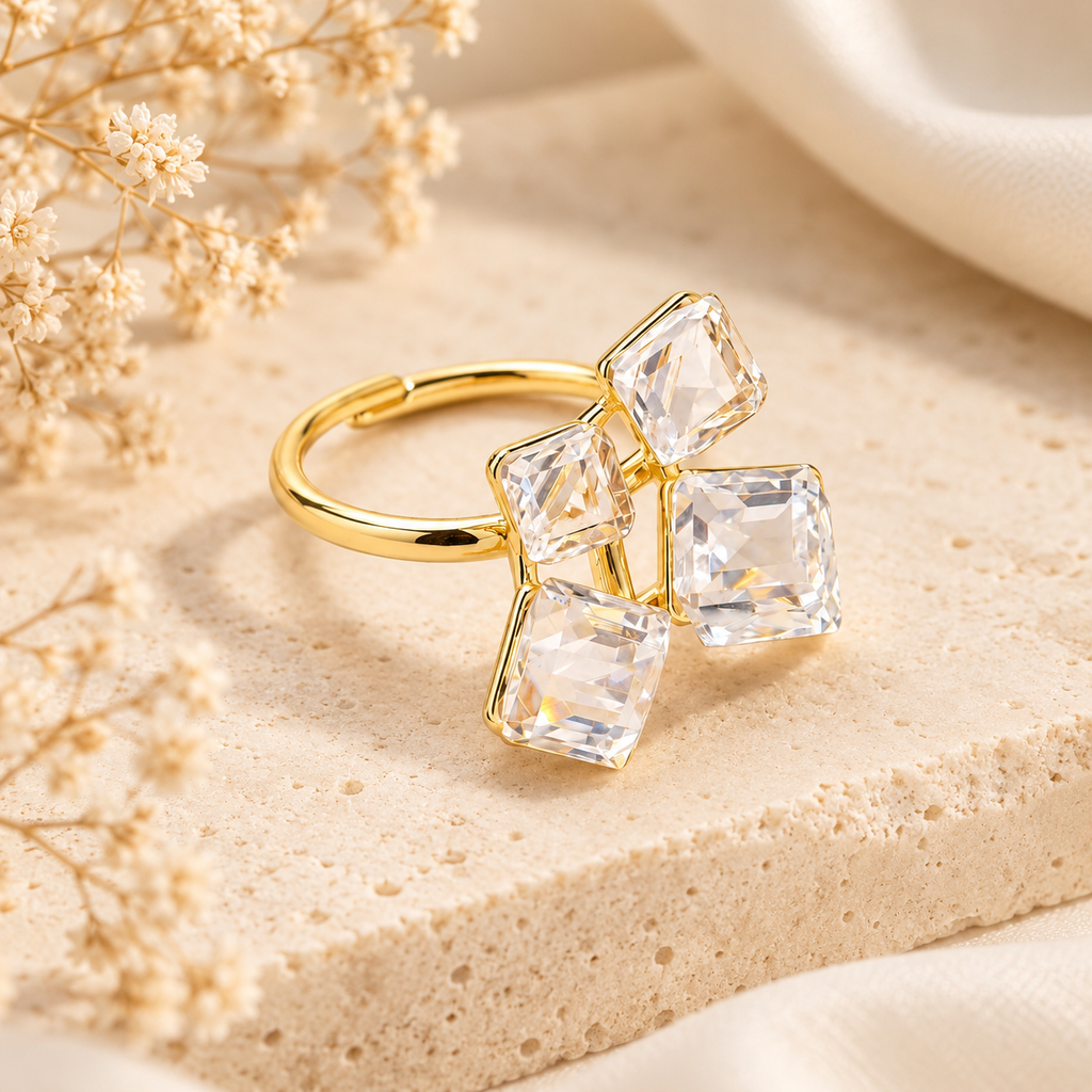 Quartet Crystal Ring – Clear