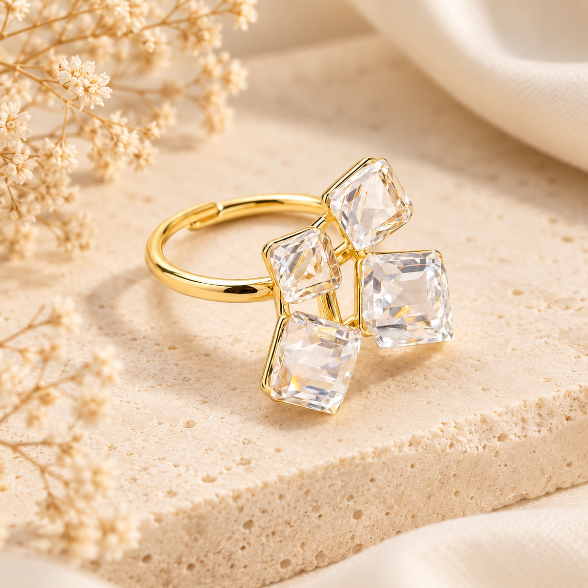 Quartet Crystal Ring – Clear