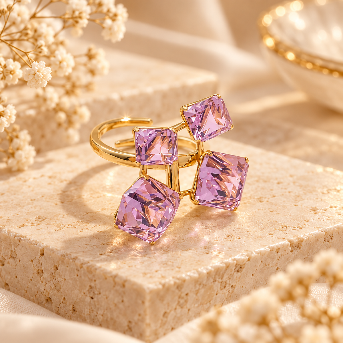 Quartet Crystal Ring – Pink
