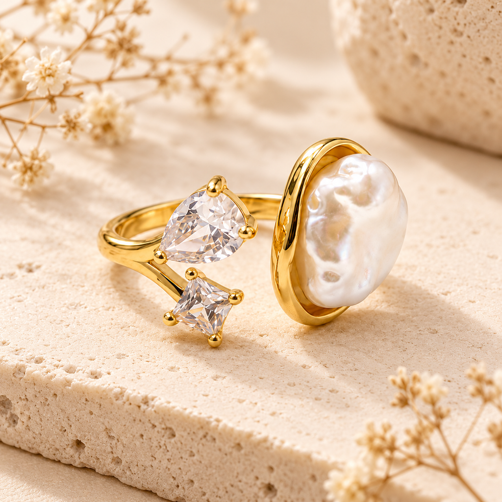 Luna Pearl & Crystal Ring